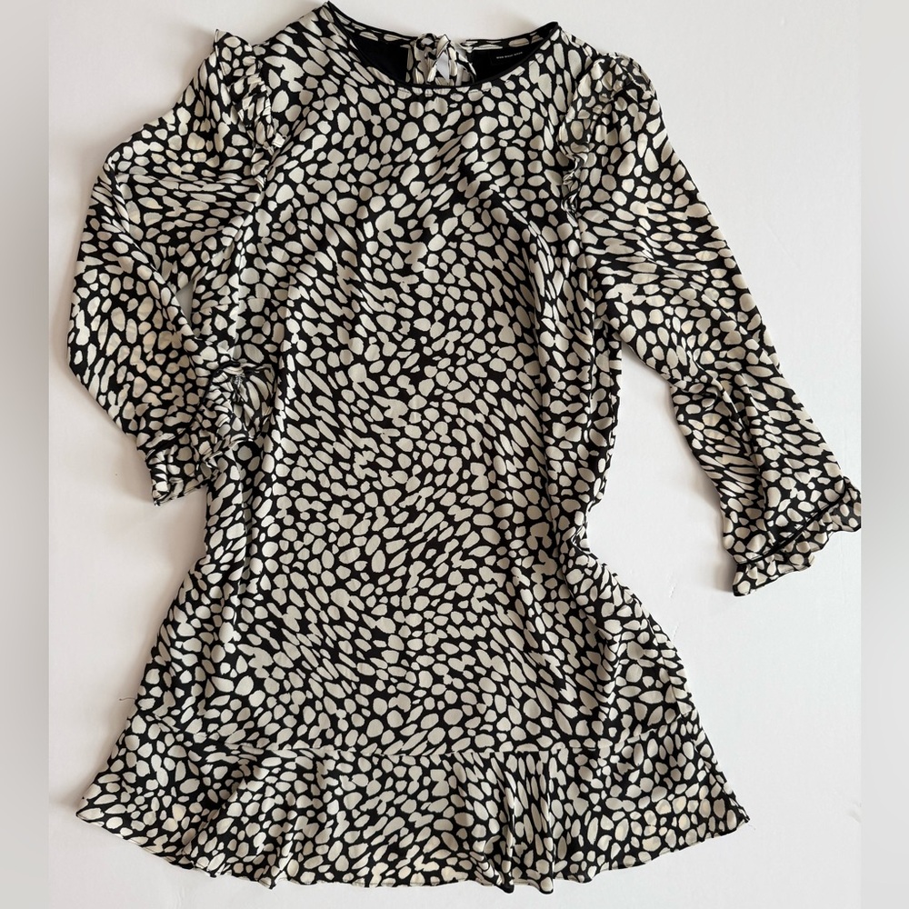Who What Wear Stylish Black and White Patterned Dress
